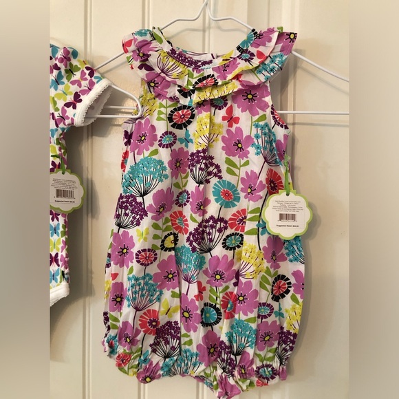 NWT Vera Bradley Baby girl romper onesie butterfly floral set discontinued 6-9mo - Picture 5 of 8